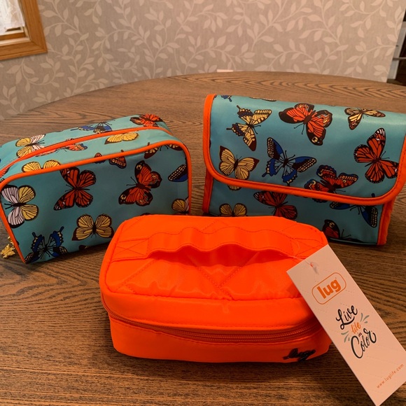 Lug Swizzle jewelry/cargo case in Coral NWT plus 2 new butterfly cosmetic bags - Picture 1 of 9